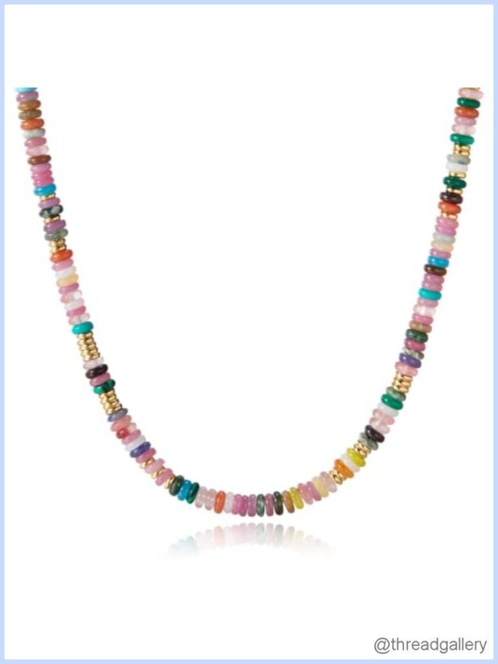 Handmade Natural Stone Beaded Choker Necklace 14k Gold Plated Boho